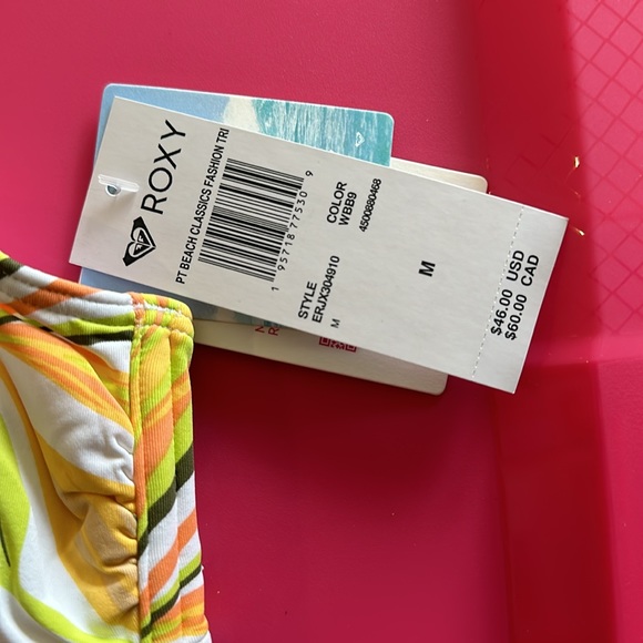 Roxy Printed Beach Classics Tri Bikini Top: TROPICAL PRINT: NEW WITH TAGS: SZ M - Picture 2 of 4